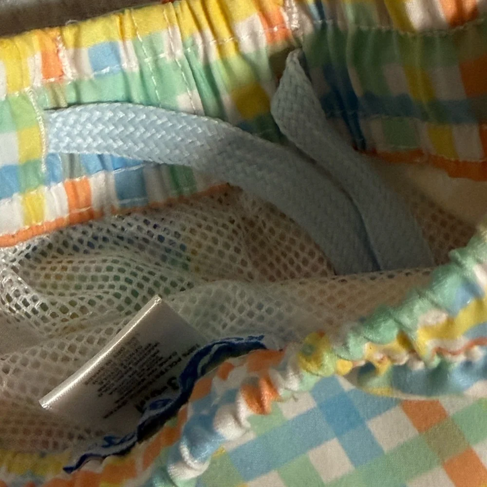 RuggedButts by RuffleButts‎ Little Boys Pastel Plaid Swim Trunks 🌊✨
